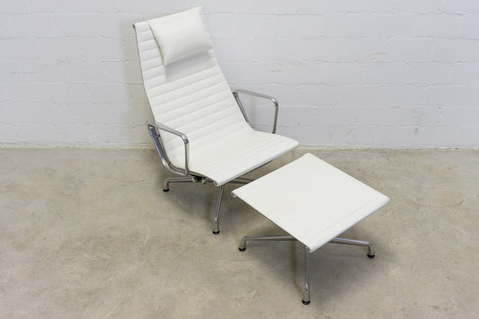 Vitra Eames Aluminium Chair EA 124 mit Hocker